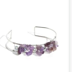 Paparazzi Silver Bracelet with Purple Accents Handcrafted Headliner  Cuff Jewels